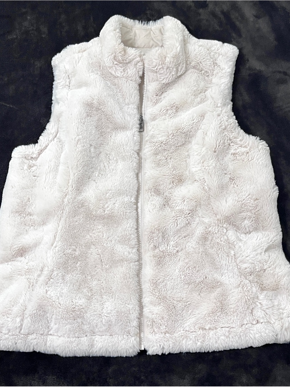 Nicole Miller Reversible Quilted Puffer & Faux Fur Vest Ivory White Size M - Picture 5 of 6